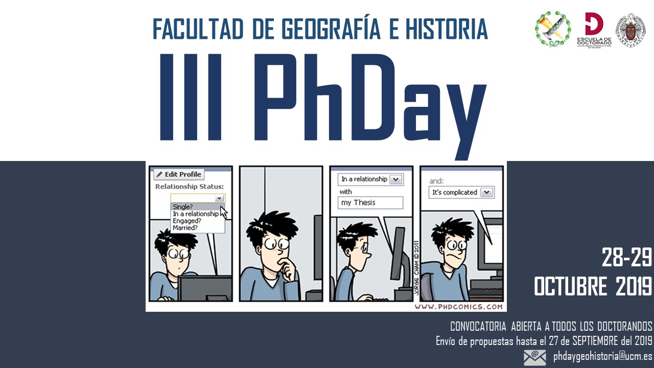 PhDay Geografía e Historia 2019. Fecha límite de envío de propuestas: 27 de septiembre de 2019