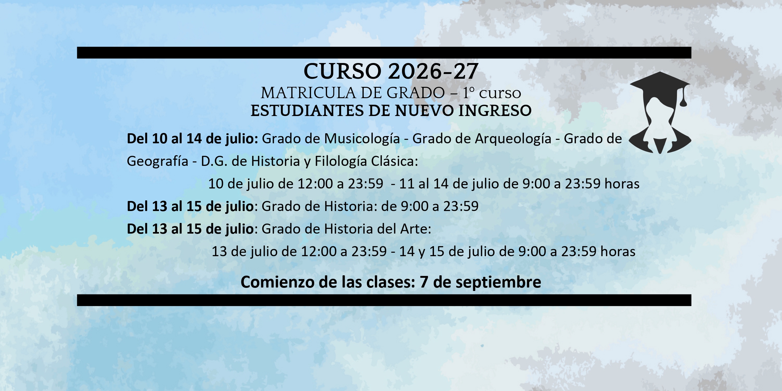 Matrícula de Grado – 1º curso. Estudiantes de nuevo ingreso