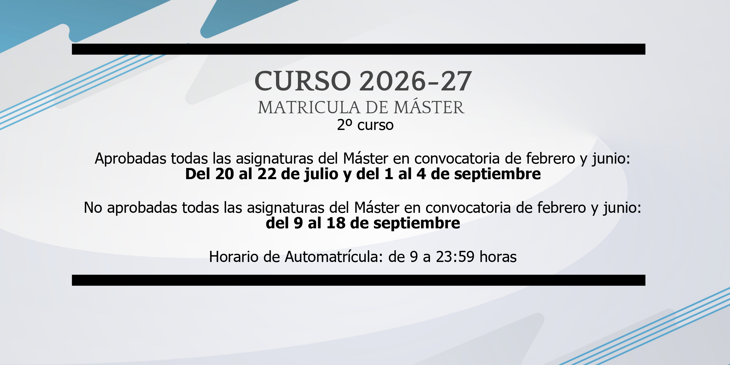 Matrícula de Máster - 2º curso